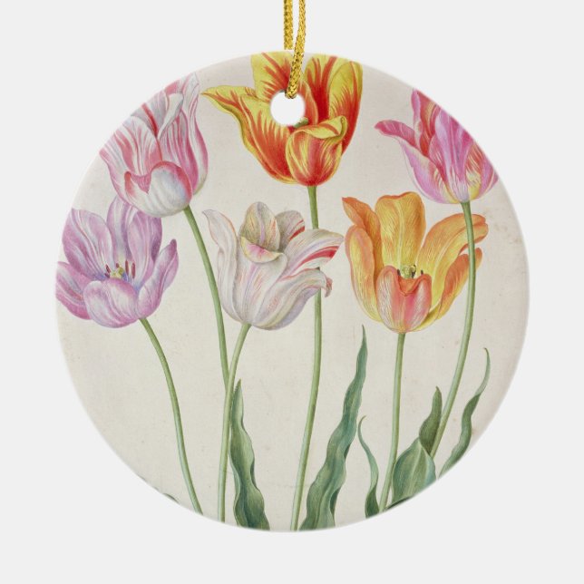Tulips, from the 'Nassau Florilegium' (w/c on pape Ceramic Ornament (Front)