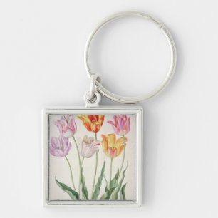 Tulips, from the 'Nassau Florilegium' (w/c on pape Keychain