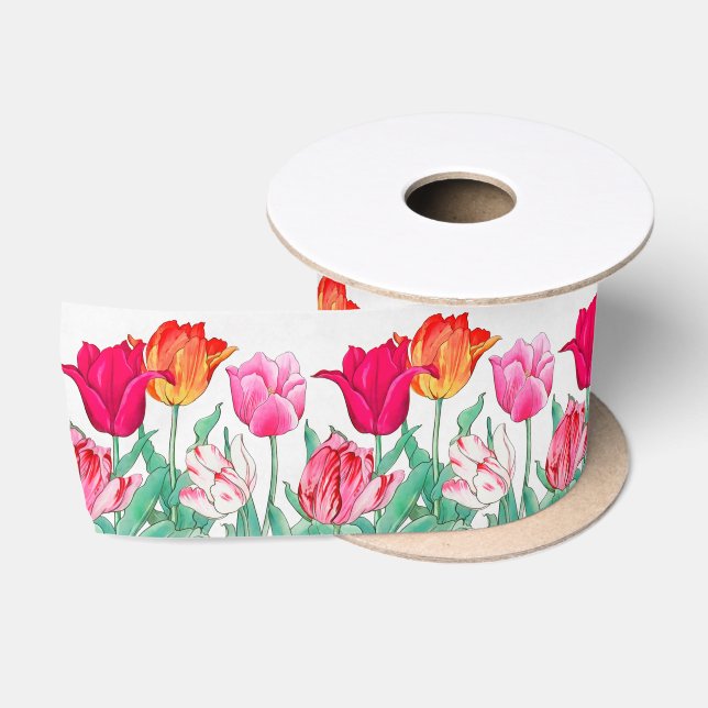 Tulips Garden Satin Ribbon (Spool)