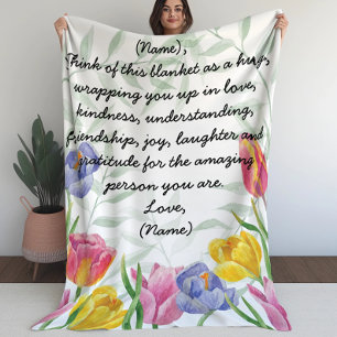 Tulips Green Foliage Custom Message Letter  Fleece Blanket