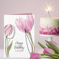 Tulips Happy Birthday Custom Text Any Occasion