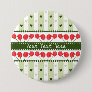 Tulips & Hearts button, customize 3 Inch Round Button