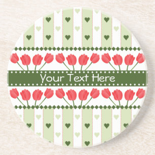 Tulips & Hearts coaster, customize Coaster