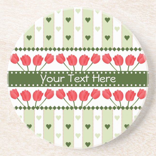 Tulips & Hearts coaster, customize Coaster (Front)