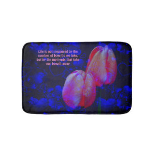Tulips Hearts Life Attitude Inspirational Quote Bath Mat