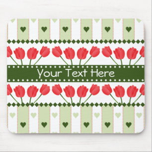 Tulips & Hearts mousepad, customize Mouse Pad