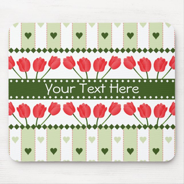 Tulips & Hearts mousepad, customize Mouse Pad (Front)