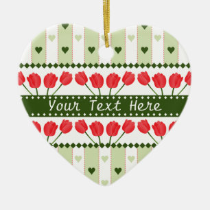 Tulips & Hearts ornament, customize Ceramic Ornament