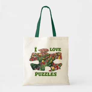 Tulips I Love Puzzles Tote Bag