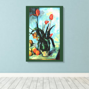 Tulips in a Vase by Paul Cezanne, Vintage Art Canvas Print