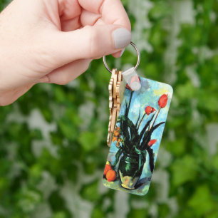 Tulips in a Vase by Paul Cezanne, Vintage Art Keychain