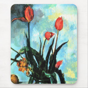Tulips in a Vase by Paul Cezanne, Vintage Art Mouse Pad