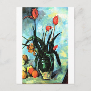 Tulips in a Vase by Paul Cezanne, Vintage Art Postcard