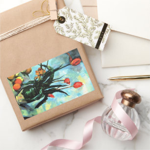 Tulips in a Vase by Paul Cezanne, Vintage Art Sticker