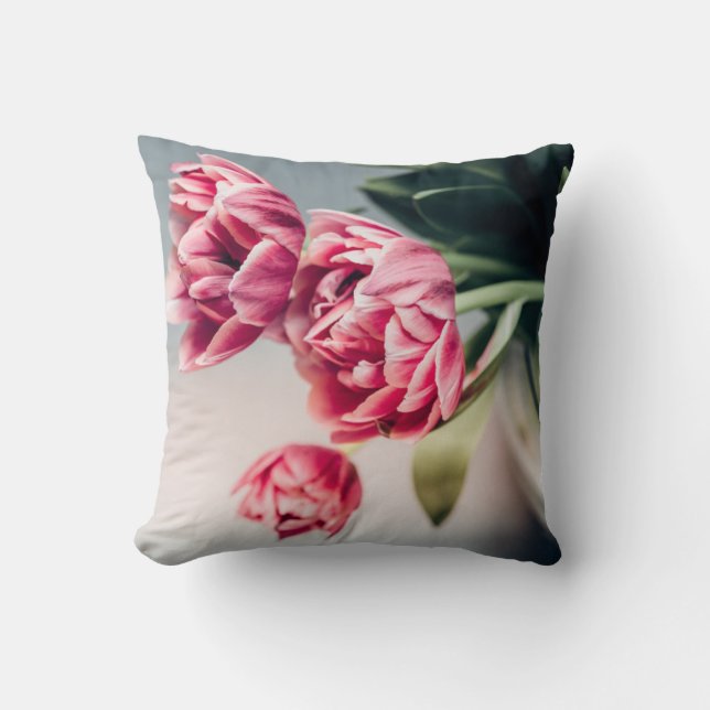 Tulips in a Vase Throw Pillow (Front)