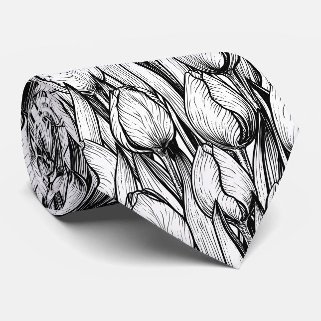 Tulips in black and white tie (Rolled)