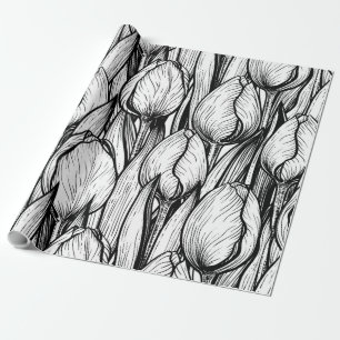 Tulips in black and white wrapping paper