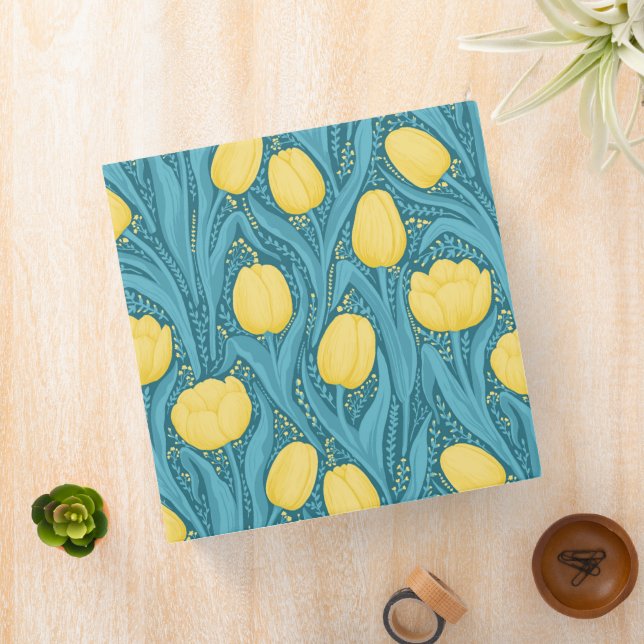 Tulips in blue and yellow binder (In Situ)