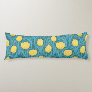 Tulips in blue and yellow body pillow