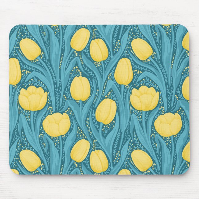 Tulips in blue and yellow mouse pad (Front)