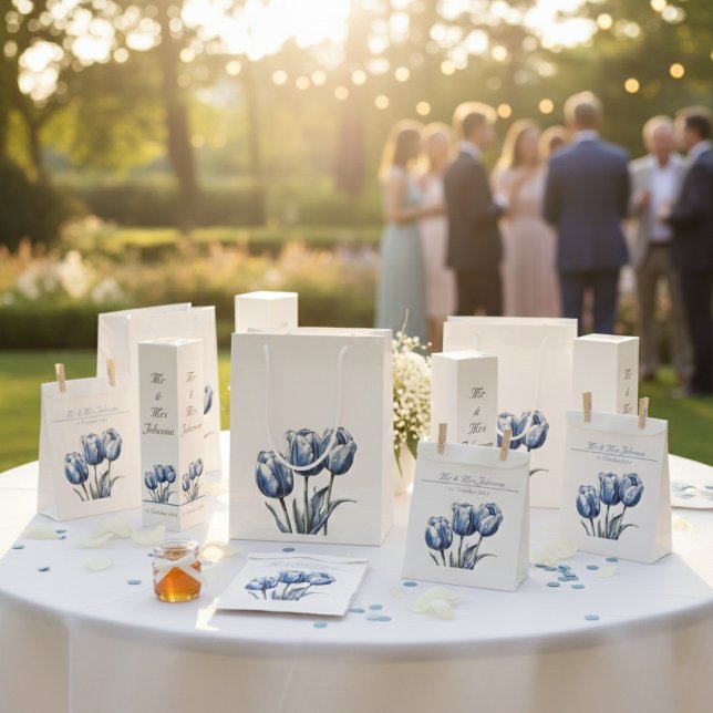 Tulips in Delft Blue customizable Favour Bag (Creator Uploaded)