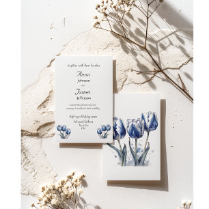 Tulips in Delft Blue customizable Invitation