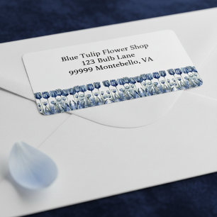 Tulips in Delft Blue customizable Label