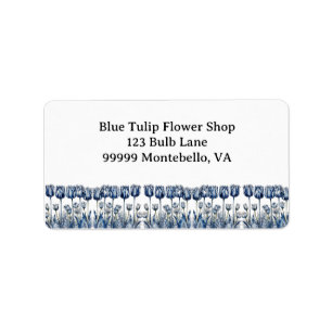 Tulips in Delft Blue customizable Label