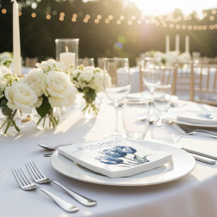 Tulips in Delft Blue customizable Napkin