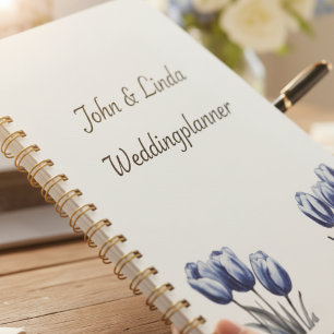 Tulips in Delft Blue, customizable  Planner