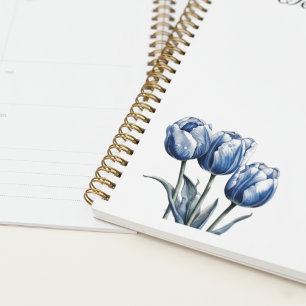 Tulips in Delft Blue, customizable  Planner