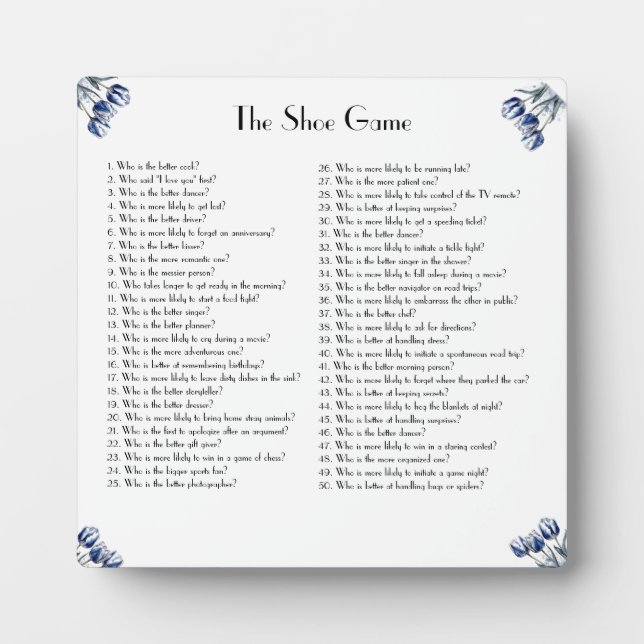 Tulips in Delft Blue customizable Plaque (Front)