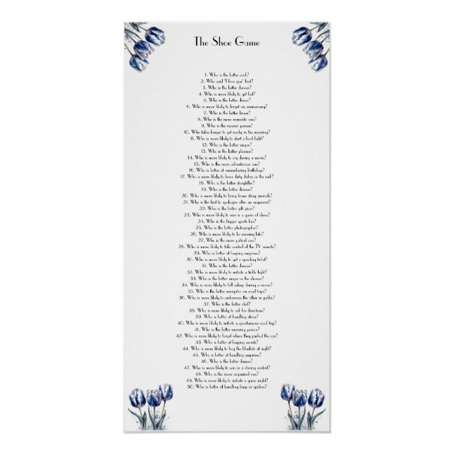 Tulips in Delft Blue customizable Poster (Front)