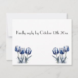 Tulips in Delft Blue customizable RSVP Card