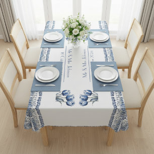 Tulips in Delft Blue customizable Tablecloth