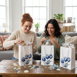 Tulips in Delft Blue Small Gift Bag