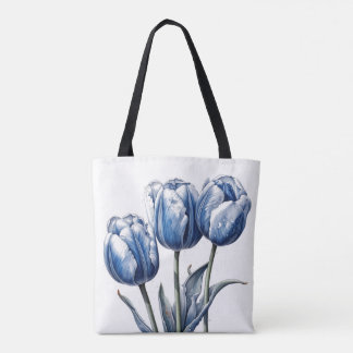 Tulips in Delft Blue Tote Bag