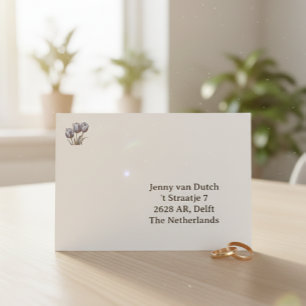 Tulips in Delft Blue, wedding envelop customizable Envelope