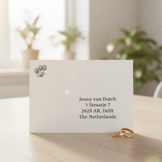 Tulips in Delft Blue, wedding envelop customizable Envelope