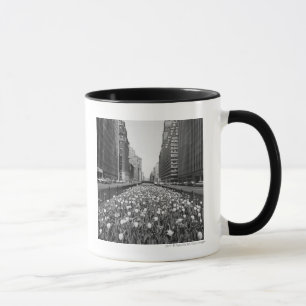 Tulips in middle of city street mug