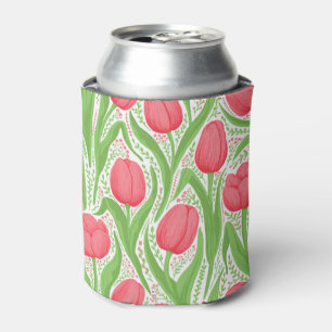 Tulips in red and green can cooler