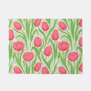 Tulips in red and green doormat