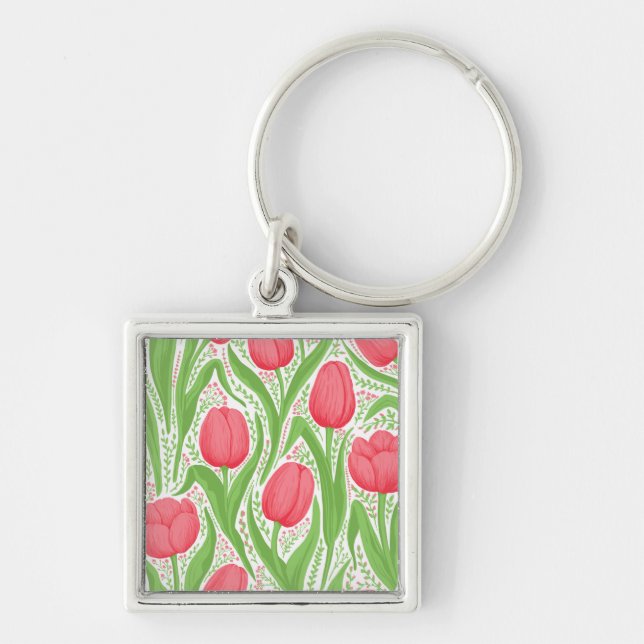 Tulips in red and green keychain (Front)
