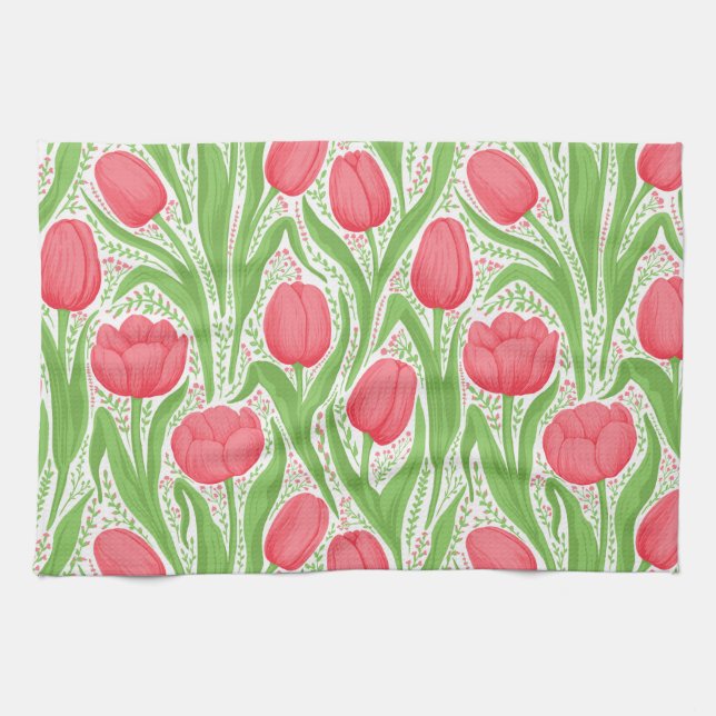 Tulips in red and green kitchen towel (Horizontal)