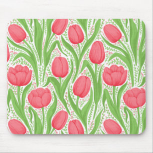 Tulips in red and green mouse pad