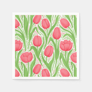Tulips in red and green napkin