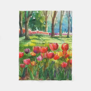 Tulips in The Park Fleece Blanket