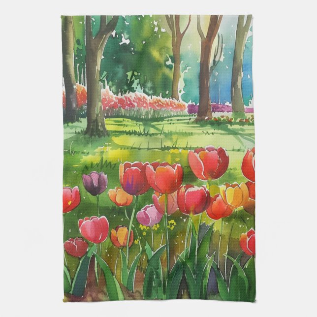 Tulips in The Park Kitchen Towel (Vertical)