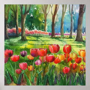 Tulips in The Park Poster