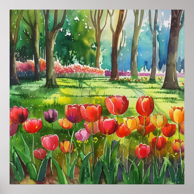 Tulips in The Park Poster (Front)